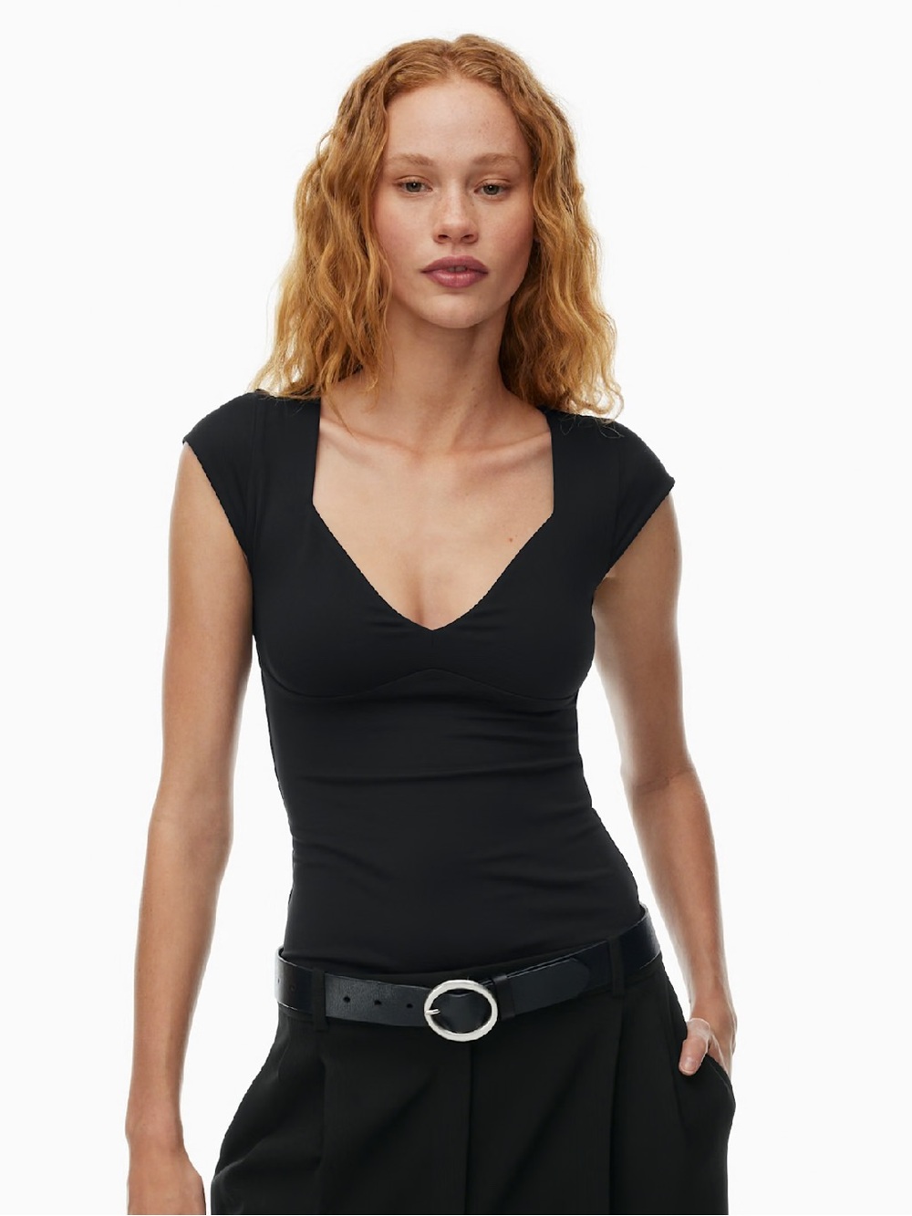 Aritzia Black Contour sweetheart top